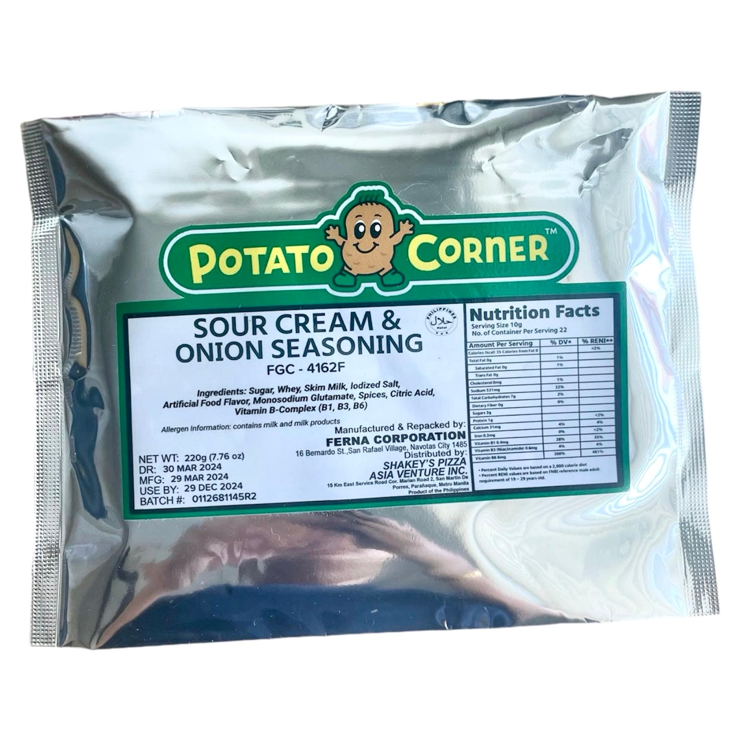 Potato Corner Sour Cream and Onion | Seasoning Powder 220GRAMS | Original | Authentic