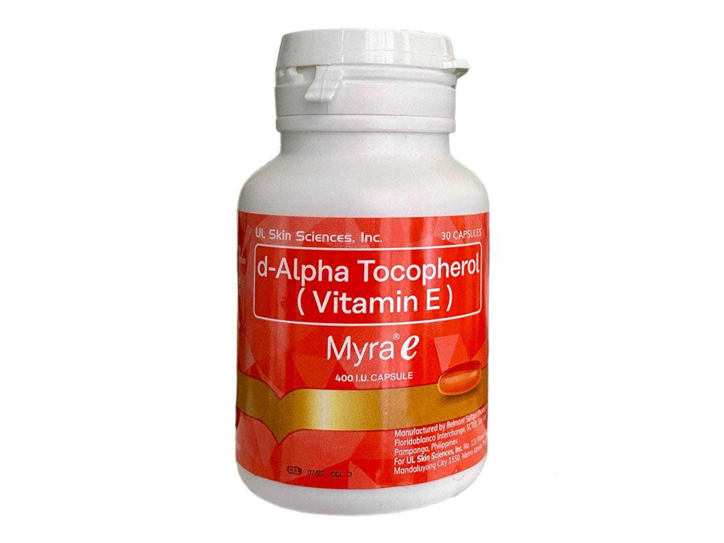 Myra E 400 I.U. | d-Alpha Tocopherol | 30 Capsules | Vitamin E