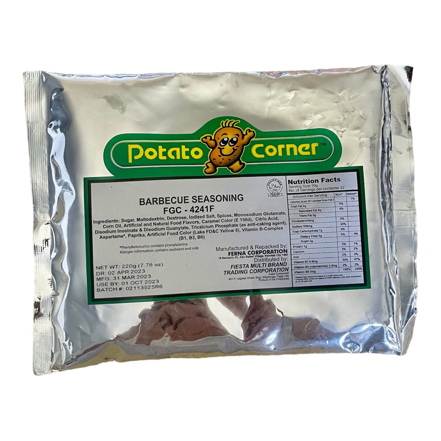 Potato Corner Barbecue | BBQ | Seasoning Powder 220GRAMS | Original | Authentic