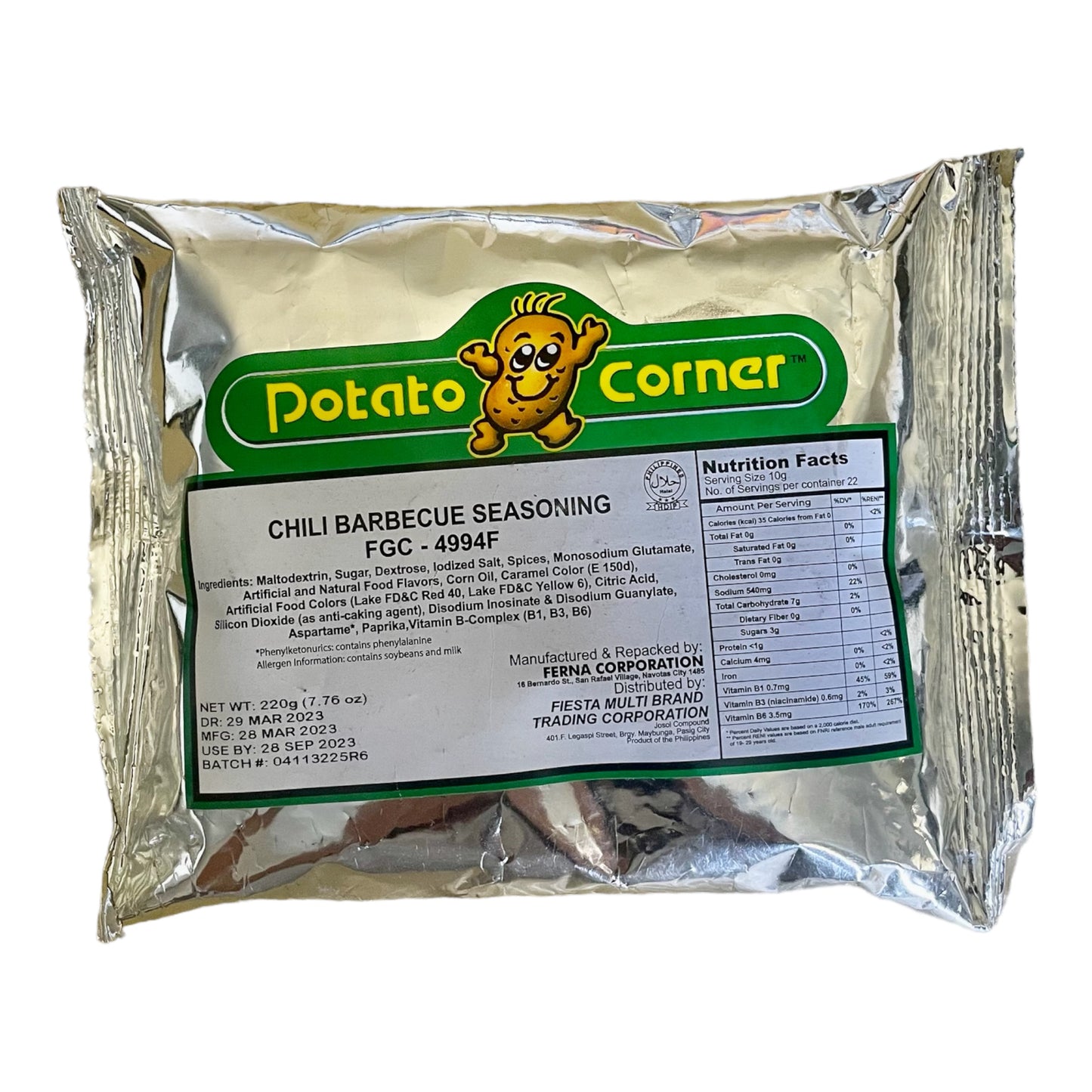 Potato Corner Chili Barbecue | Chili BBQ | Seasoning Powder 220GRAMS | Original | Authentic